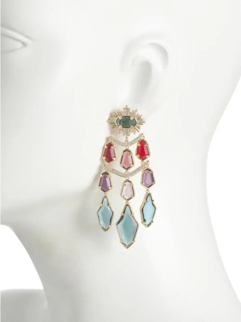 KENDRA SCOTT Gold Multi Alexandria Tiered Statement Earrings - Picture 2 of 4